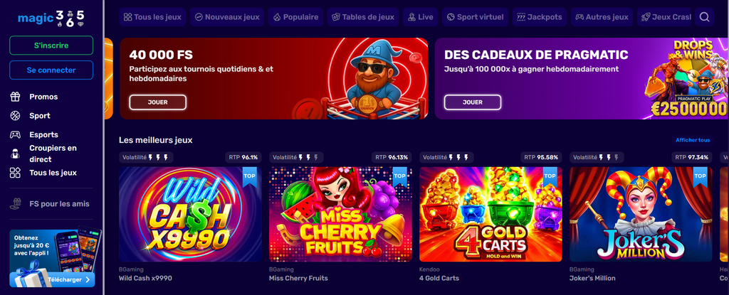 Slot Panda Fortune Rush w Magic365 z pakietem spinów za rejestrację